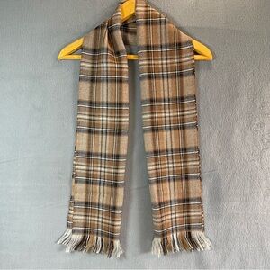 CLISA 100% Alpaca Tartan Plaid Scarf Peru Fringe Unisex Quiet Luxury Scandi